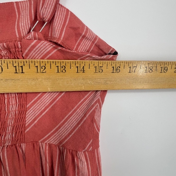 Forever 21 Juniors Medium Sleeveless Sun Dress Coral White Stripes Button Front - Picture 8 of 9